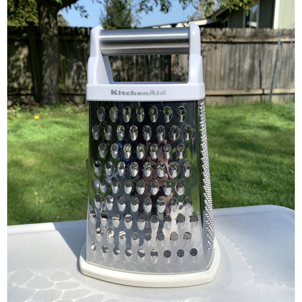 KitchenAid Stainless Steel Box Grater, 4 Sided with White Handle - NICE!